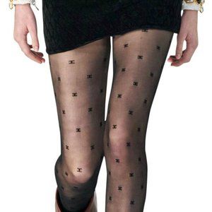 CHANEL CC BLACK LOGO TIGHTS RUNWAY ITEM SOLD OUT